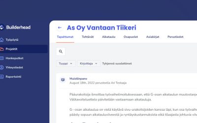 Builderheadin päivitykset:  Raportointi ja tapahtumaloki